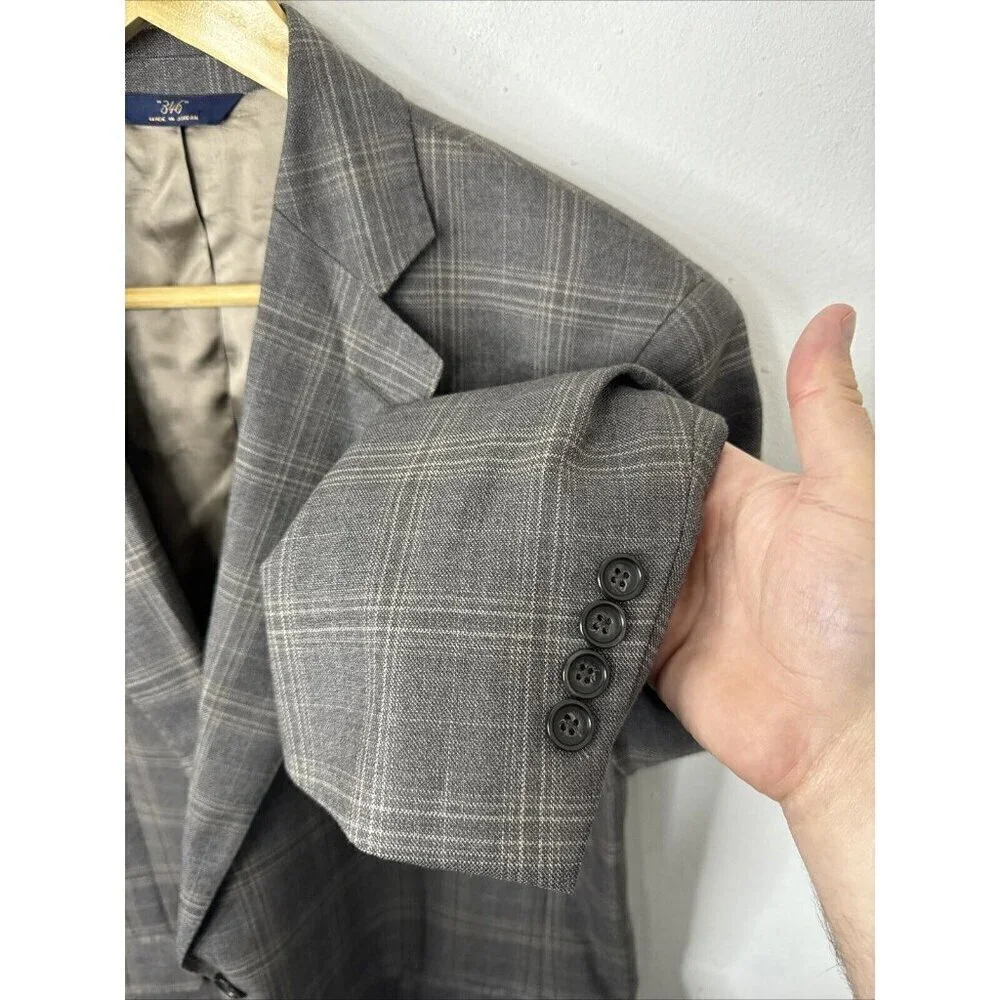 Brooks Brothers‎ 346 Men 42 R Check Gray Blazer Sports Coat Regent Fit